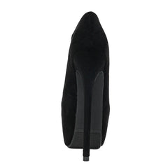 Women's Solid Black Extreme Thin High Heels Slip-On Platform Pumps