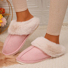 Chaussons d'intérieur en fourrure douce doublés de peluche pour femmes pour une utilisation confortable à la maison