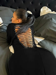 Hollow Out Bandage Mini Dress with Long Sleeves for Night Out