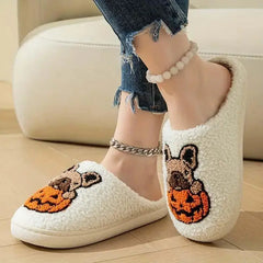 Women's Warm Plush Multi Print Indoor Slippers with Soft Sole