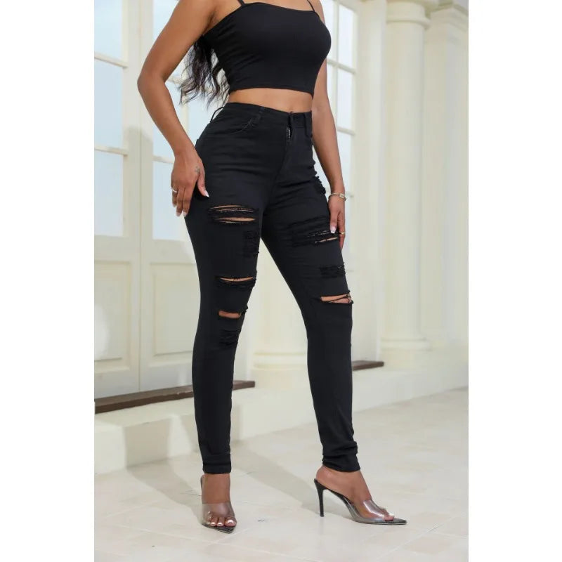 Women’s White Ripped High Waist Denim Jeans