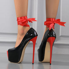 Spring Autumn Red Ankle Strap Peep Toe Platform Women Heels