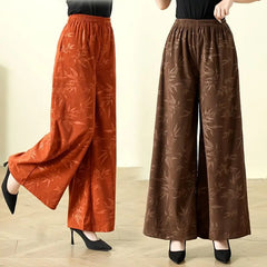 Pantalon large taille haute style ethnique vintage d'automne 