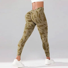 Women's Camouflage V Back Butt Lifting Gym Leggings for Fitness