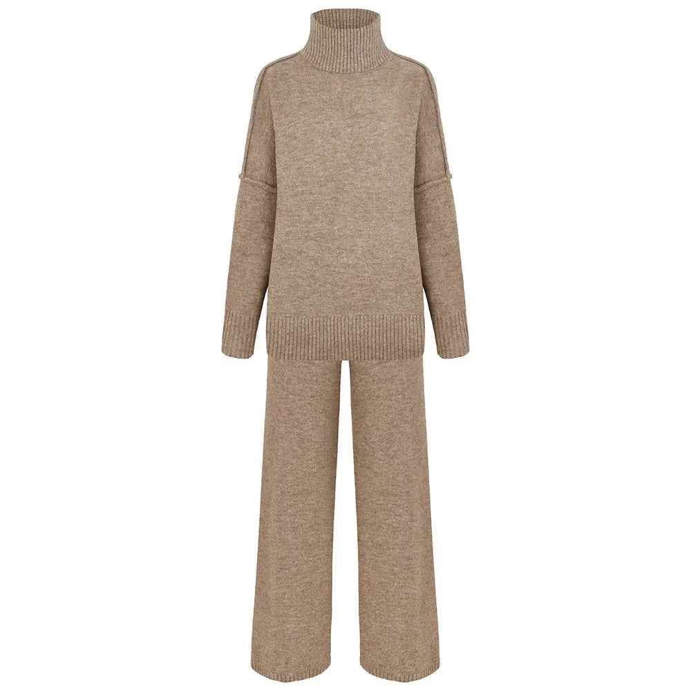 Women's Loose Casual Turtleneck Sweater and Trousers Set