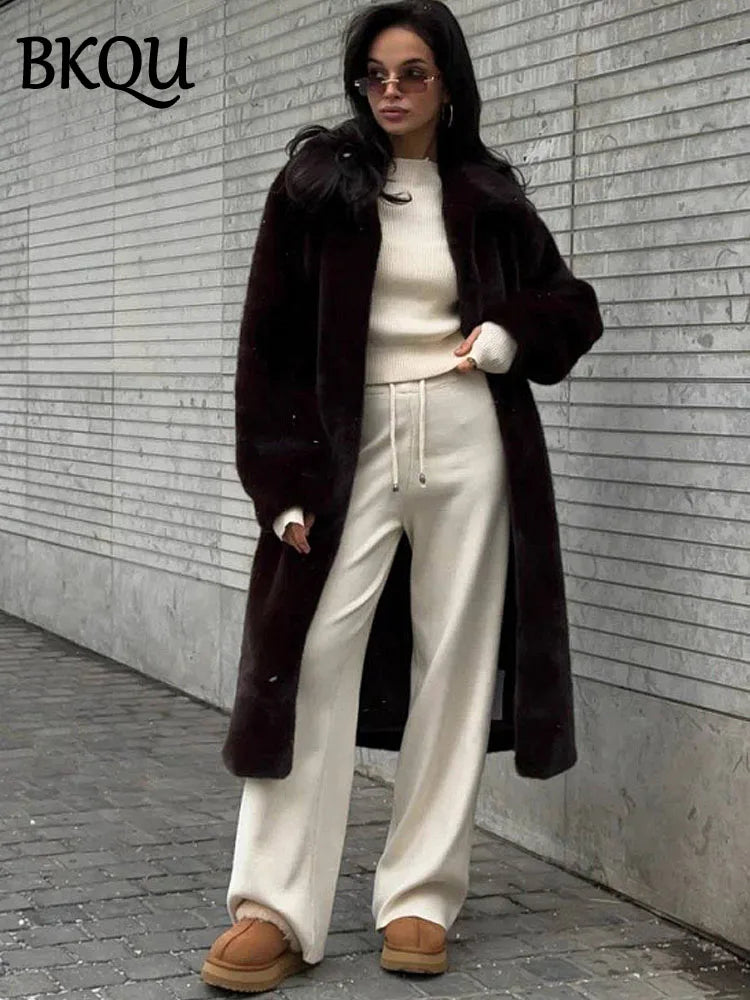 Women's Turtleneck Long Sleeve Knitted Sweater and Wide Leg Pants Set