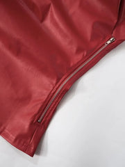 Corset débardeur froncé à une épaule en cuir PU rouge pour femme