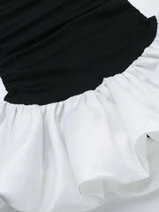 Women's Black A-Line Strapless Mini Bubble Party Dress