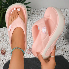 Women's Comfortable Casual Beach Platform Slides Sandals