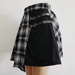 Gothic Sweet Women High Waist Plaid Mini Pleated Skirt Kawaii Chic