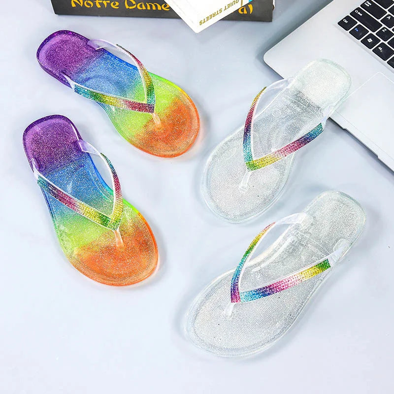 Rainbow Cloud Cartoon Slippers for Women - Soft Non-Slip Flip Flops