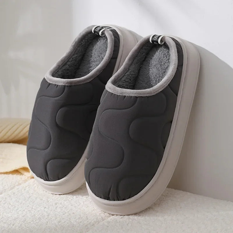 Women's Waterproof Cotton Non-Slip Winter Slippers for Home Comfort