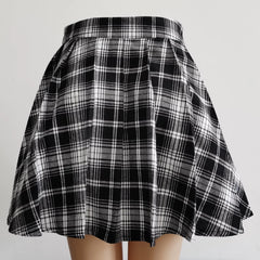 Gothic Sweet Women High Waist Plaid Mini Pleated Skirt Kawaii Chic