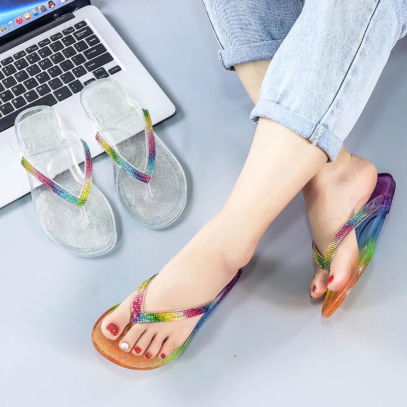 Rainbow Cloud Cartoon Slippers for Women - Soft Non-Slip Flip Flops