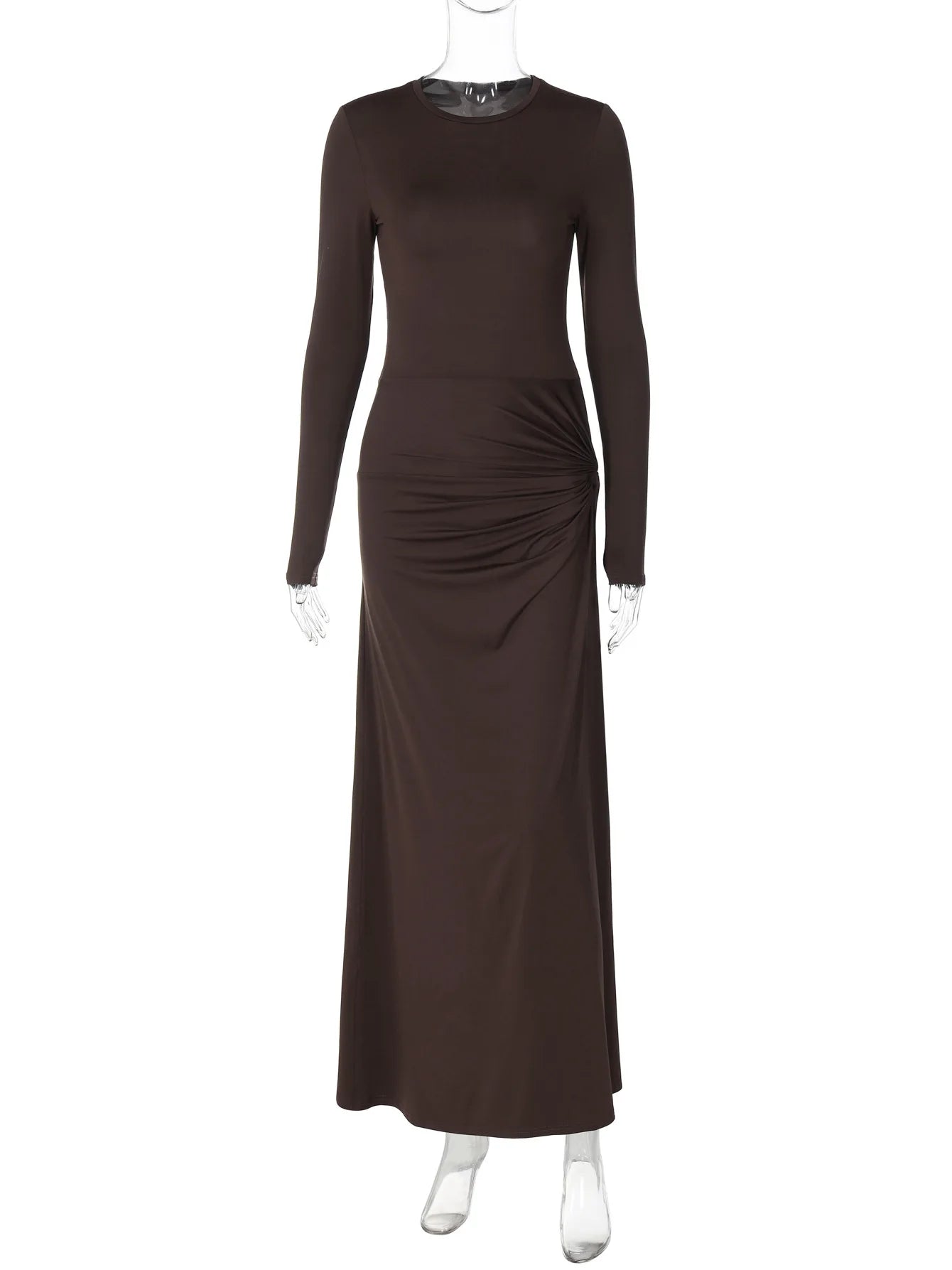 Autumn Long Sleeve Maxi Dress with High Rise Split