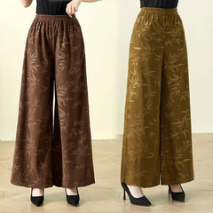 Pantalon large taille haute style ethnique vintage d'automne 