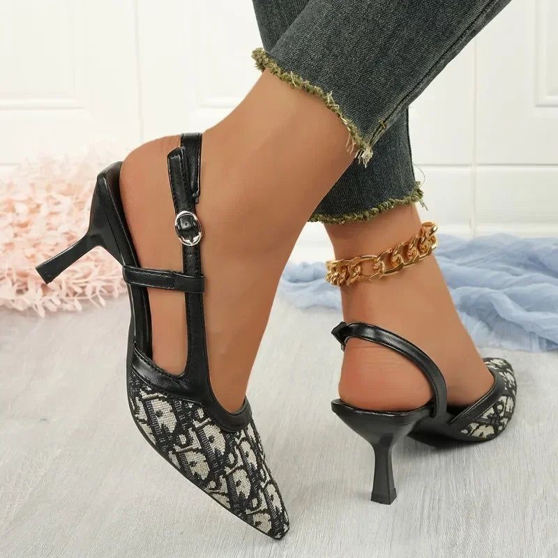 Women's Elegant Casual High Heels Stiletto Sandals in Black