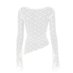 Women's Knitted Lace Long Sleeve Perspective Autumn T-Shirt