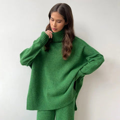 Women's Loose Casual Turtleneck Sweater and Trousers Set