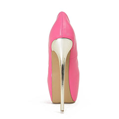 Elegant Pink PU Leather Platform Pumps for Women - High Heels Stilettos