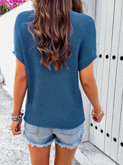 Elegant Solid Color Short Sleeve Pullover Blouse with Pocket