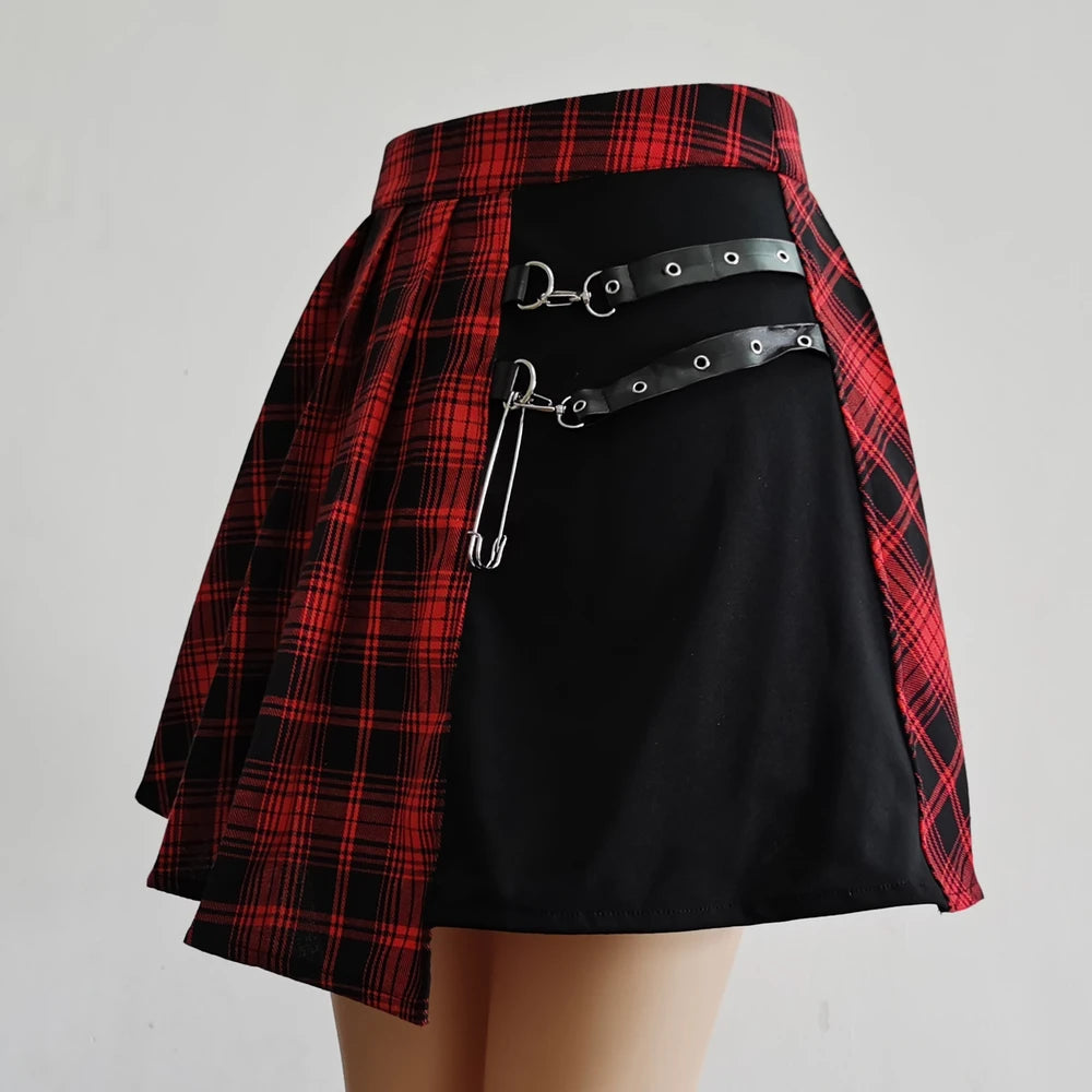 Gothic Sweet Women High Waist Plaid Mini Pleated Skirt Kawaii Chic