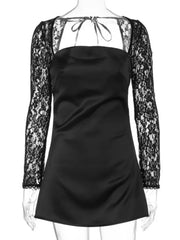 Mini Dress with Lace Sleeves for a Sophisticated Look