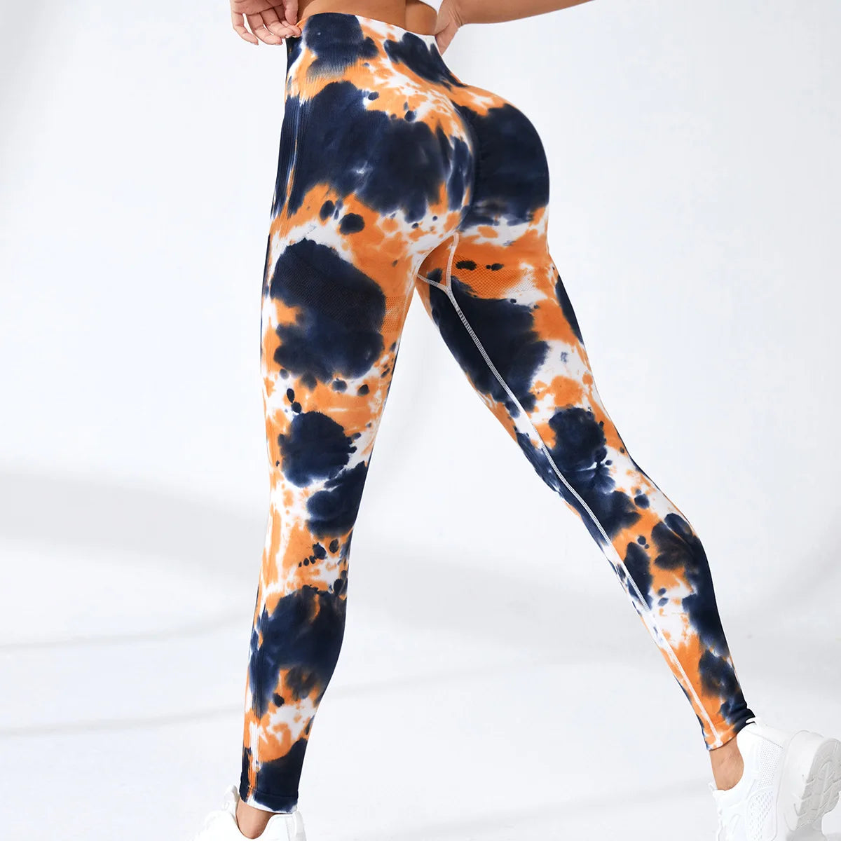 Legging de fitness taille haute sans coutures Tie Dye pour le yoga et la course à pied 