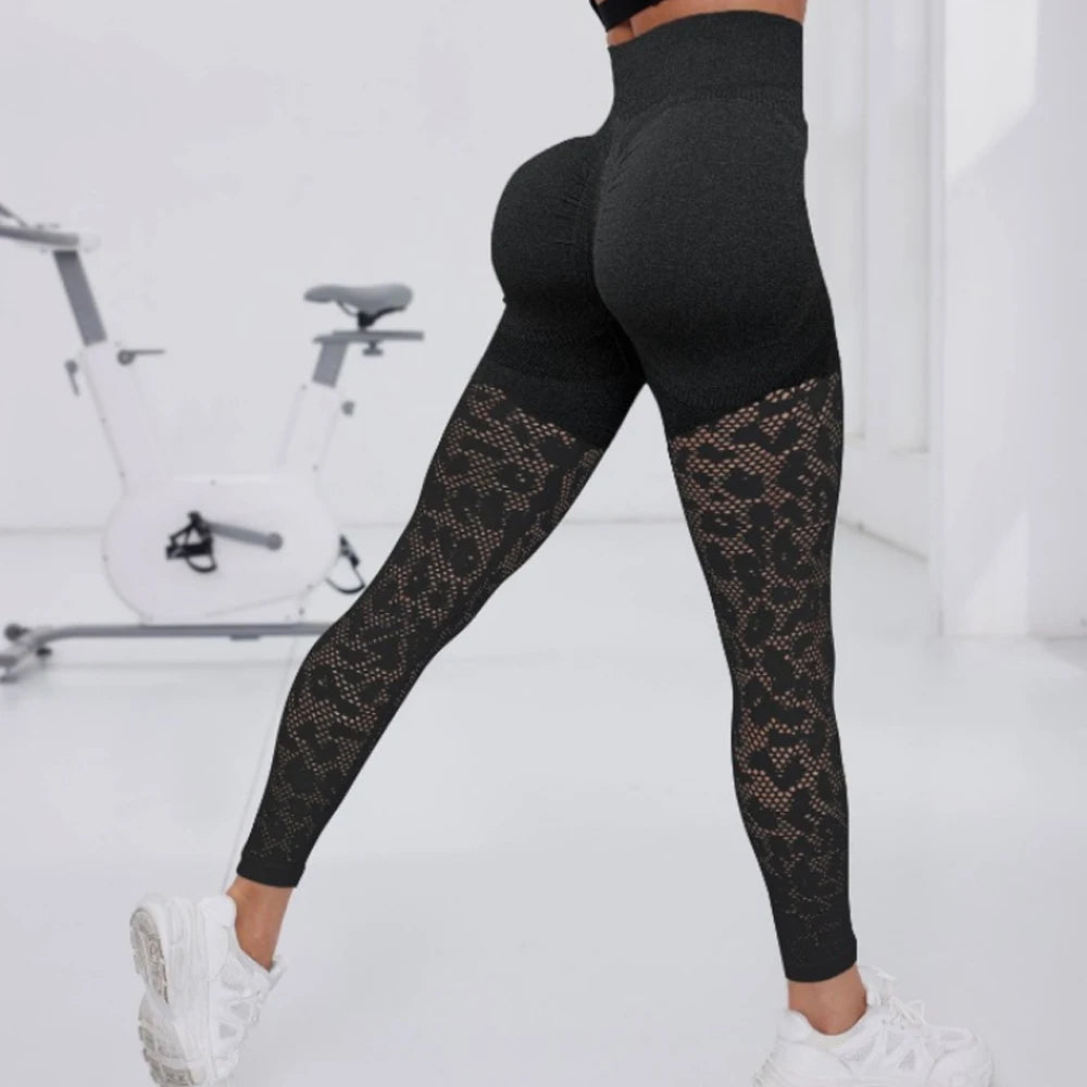 Legging de sport élastique ajouré pour femme pour le yoga 