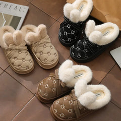 Women’s Casual Waterproof Plush Warm Slippers for Winter Outdoor