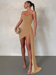 Women's Sleeveless Black Bandage Wrap Dress for Evening Party