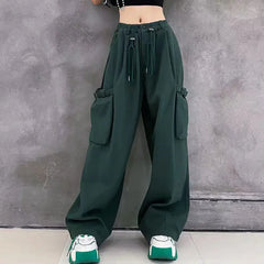 Women's High Waist Wide Leg Trousers in 100% Cotton Patchwork