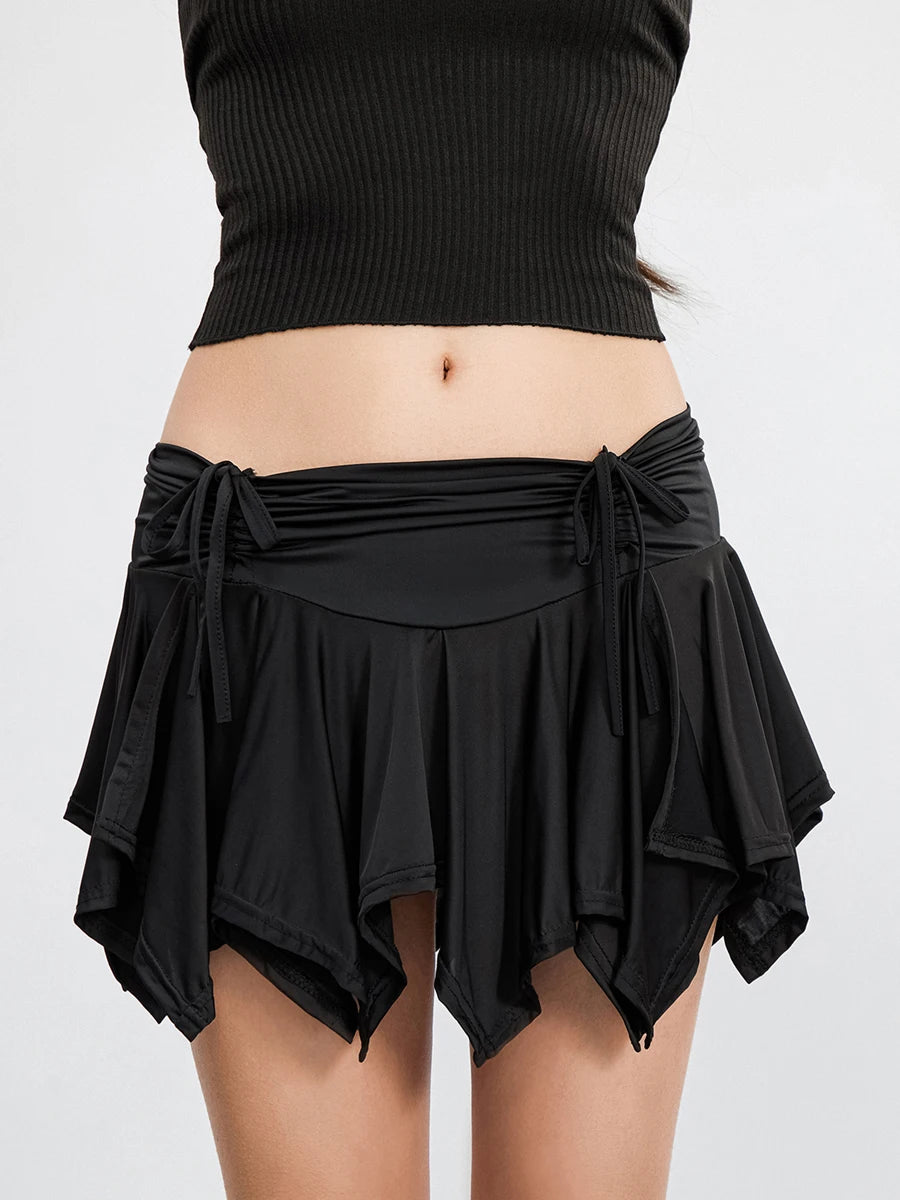 Women's Black and White Gothic Punk Irregular Mini Skirt