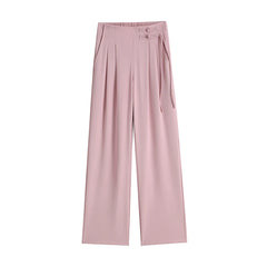 Women's High-Waisted Wide-Leg Trousers – Adjustable Belt Pleated Loose Pants