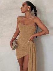 Women's Sleeveless Black Bandage Wrap Dress for Evening Party