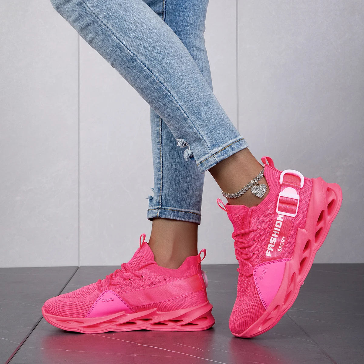 Women's Breathable Pink Sneakers - Lightweight Sports Shoes Unisex