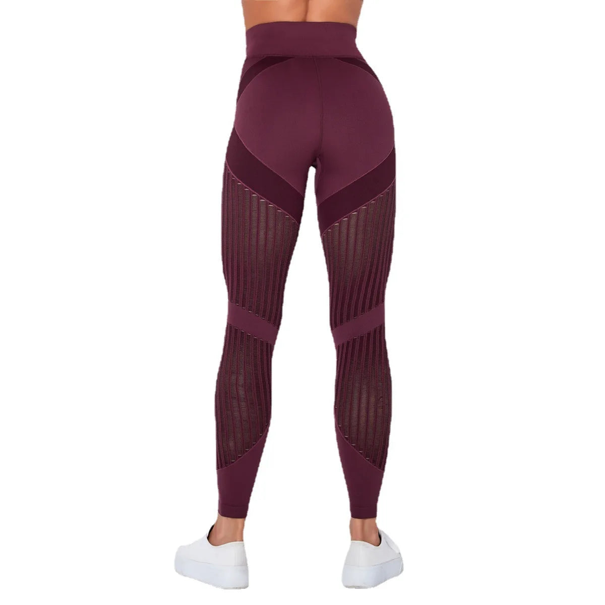 Women's Peach High Waist Seamless Yoga Pants with Hollow Design