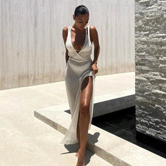 Robe longue de plage au crochet pour femme