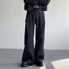 Men's Baggy Split Pleated Wide-Leg Suit Trousers