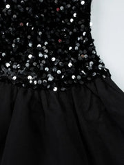 Black White Sequins Patchwork Ruched Mini Dress for Night Out