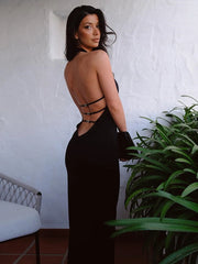 Backless Halter Bandage Maxi Dress for Summer Parties