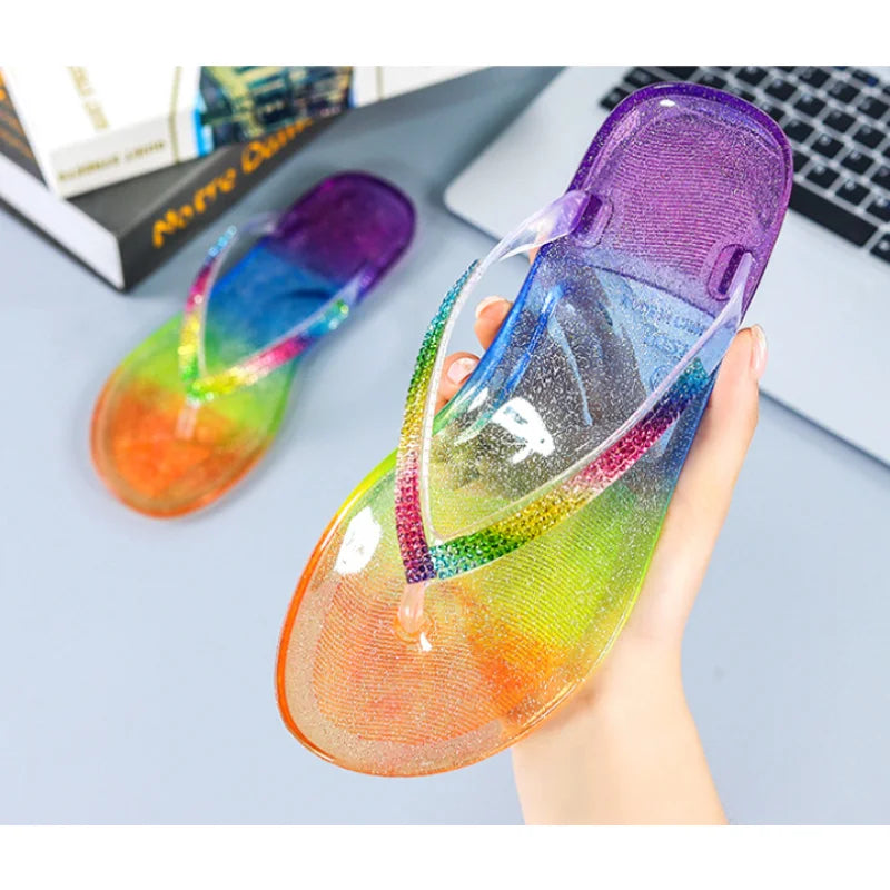 Rainbow Cloud Cartoon Slippers for Women - Soft Non-Slip Flip Flops