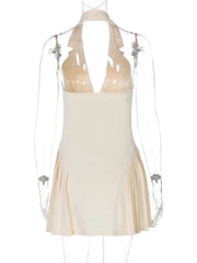 Chic Off-Shoulder Halter Neck Blazer Dress in Elegant Color