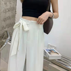 Women's Solid Color Summer High Waist Wide Leg Pants with Pockets