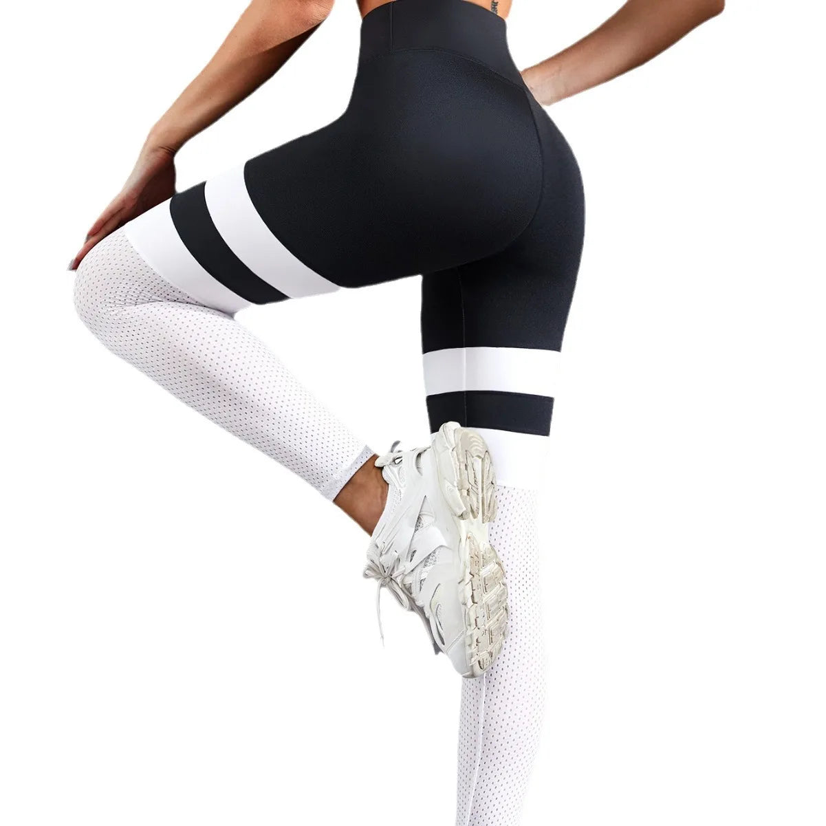 Women's High Waisted Seamless Stripe Yoga Pants for Gym Workout