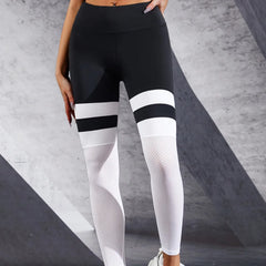 Women's High Waisted Seamless Stripe Yoga Pants for Gym Workout