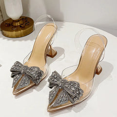 Crystal Sequined Bowknot Women’s Pointed Toe High Heels Sandals