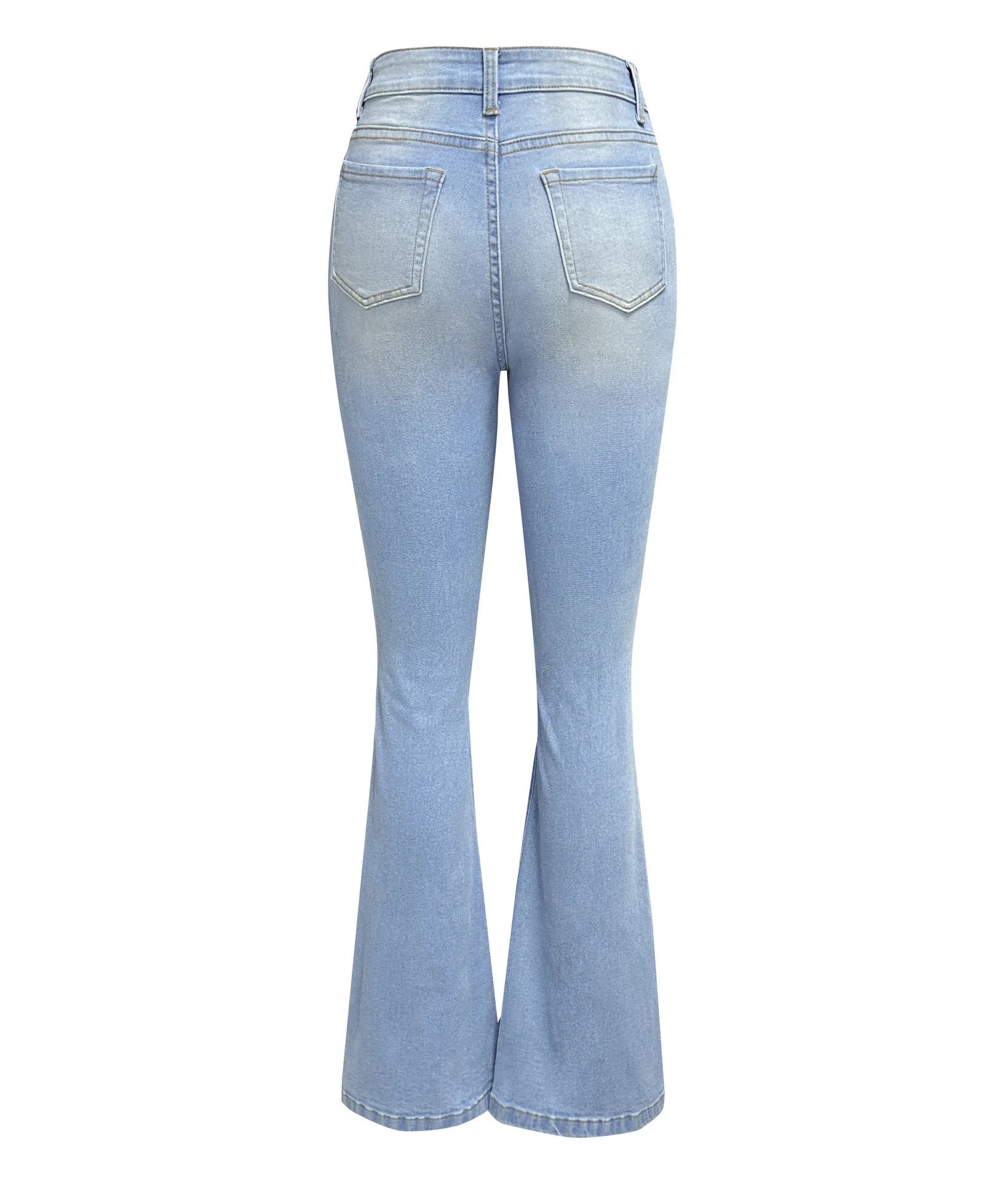 Blue High Waist Flare Jeans for Women Casual Denim Pants