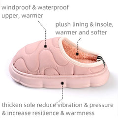 Women's Waterproof Cotton Non-Slip Winter Slippers for Home Comfort