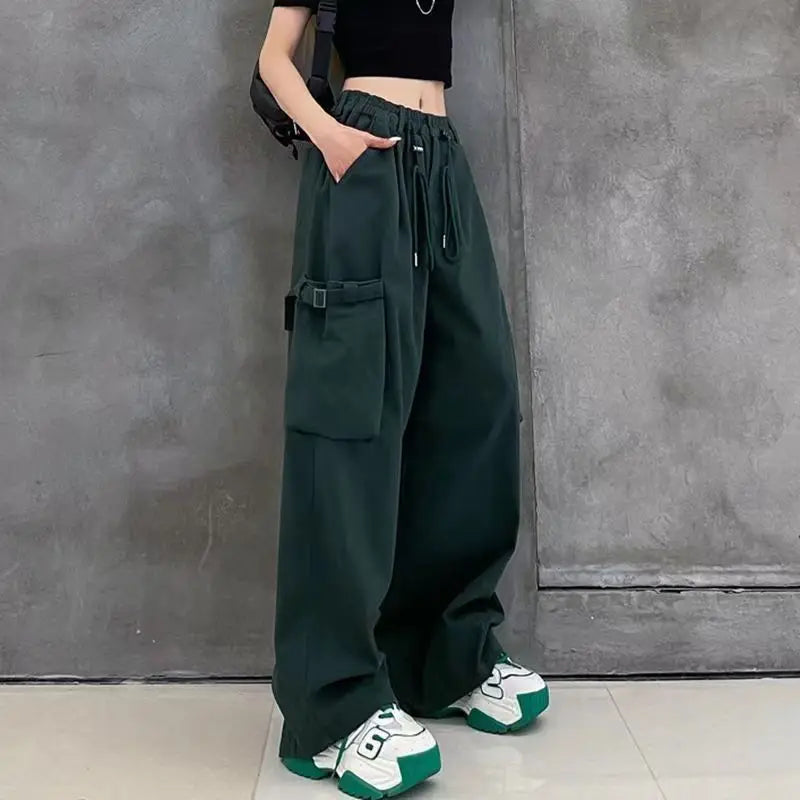 Women's High Waist Wide Leg Trousers in 100% Cotton Patchwork